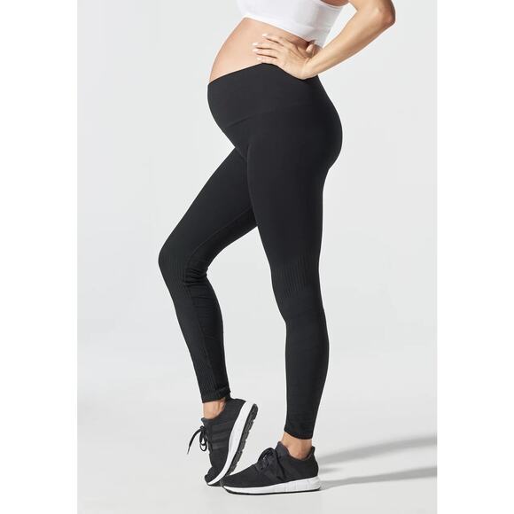 BLANQI Hipster Sport Support Contour Rib Maternity Leggings Sz Small Black NWT - Picture 1 of 4